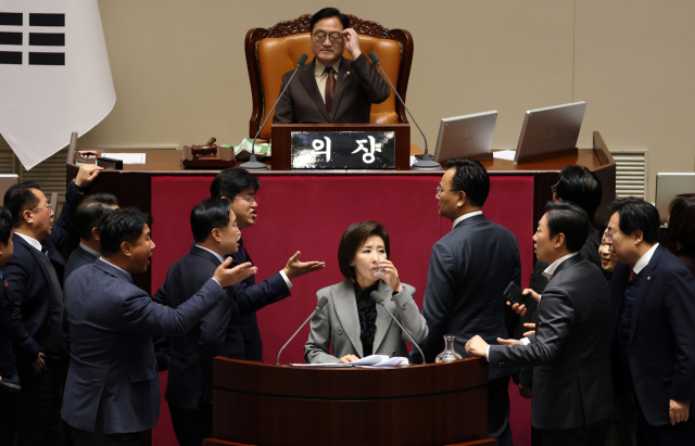 9일 국회 본회의에서 국민의힘 나경원 의원이 