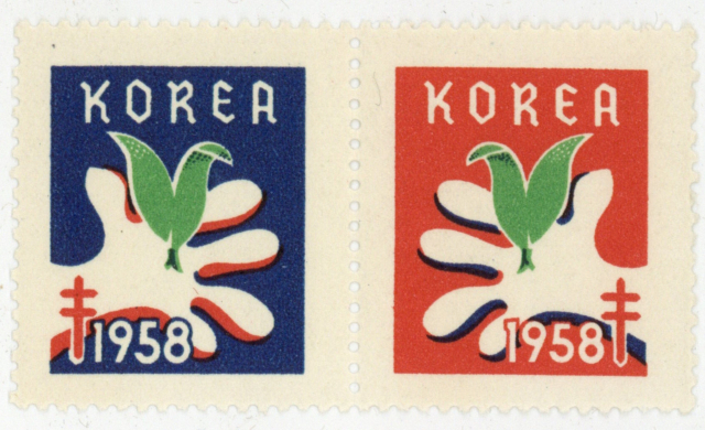 대구근대역사관 작은전시에 전시 중인 1958년 크리스마스 씰. 대구근대역사관 제공