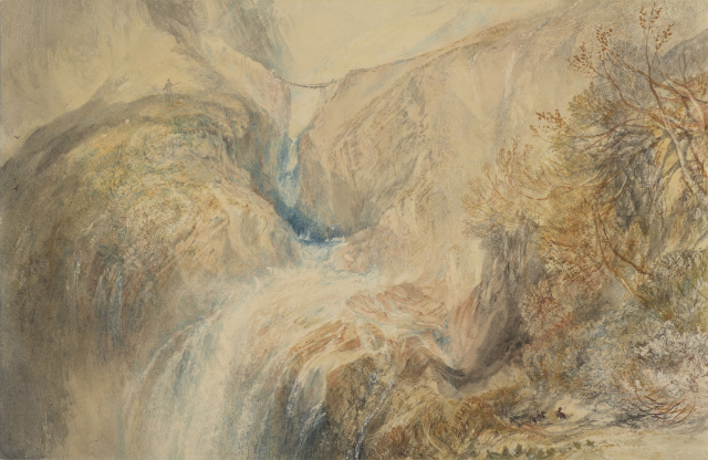 J.M.W. Turner, 티스강 위 쇠사슬 현수교 Chain Bridge over the River Tees, 1838, 수채, 연필, 278 x 426mm. 우양미술관 제공