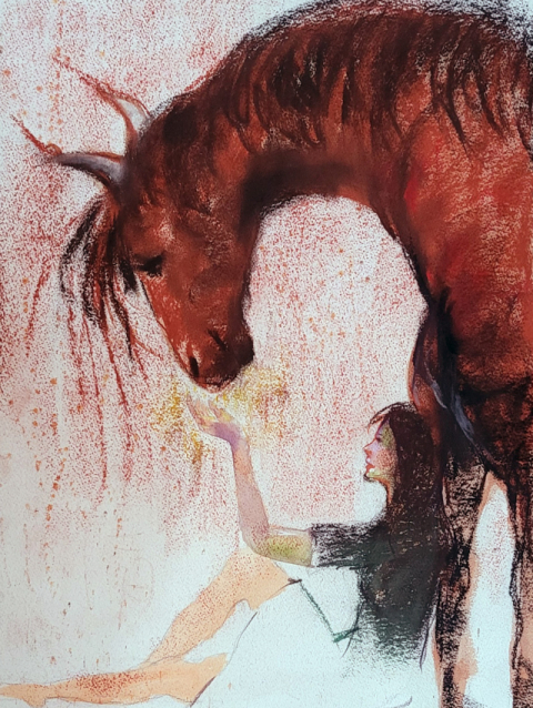 조명래, 같은 곳 바라보기, mixed media on paper, 2025.