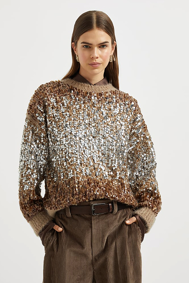 대즐링 데그라데 자수 모헤어 울 스웨터