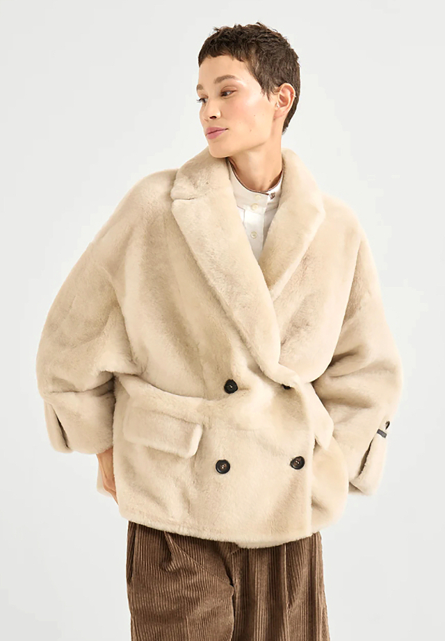 샤이니 커프스 디테일 리버서블 시어링 아우터웨어