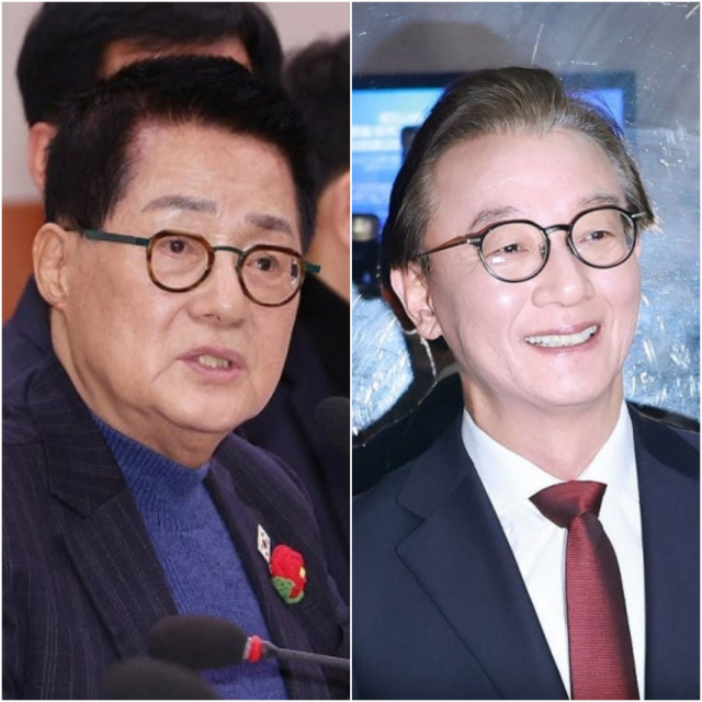 (좌)박지원 더불어민주당 의원, (우)전재수 전 해양수산부 장관. 연합뉴스