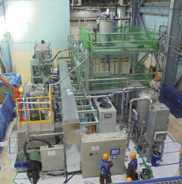 한국원자력연구원이 개발한 상용규모 중수로 폐수지 처리공정 실증 파일럿. 한국원자력연구원 제공