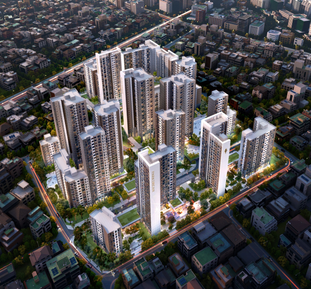 HS화성이 서울시 중랑구 면목본동 모아타운 통합 개발 사업을 위해 수주전에 열을 올리고 있다. 사진은 HS화성의 면목본동 모아타운 통합 개발 조감도. HS화성 제공