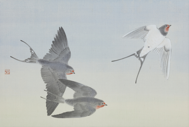 이찬범, 비행, 비단에 채색, 31x46cm, 2025