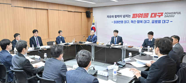 6일 경제국 업무보고에서 김정기 대구시장 권한대행이 소상공인 금융지원과 지역 소비 활성화, 산업 인프라 구축을 통해 2026년을 지역경제 반등의 해로 만들겠다는 계획을 밝혔다. 대구시 제공