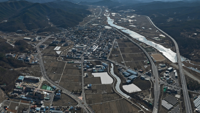 군위읍 상공에서 바라본 전경. 매일신문DB