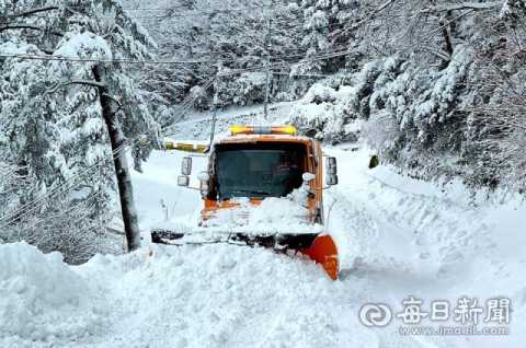 [포토뉴스]울릉도, '대한'에 닥친 '폭설', 해상엔 풍랑경보