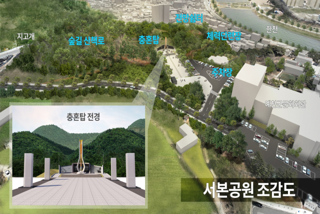 예천군 원도심에 있는 남산공원과 서본공원 리모데링 조감도. 예천군 제공