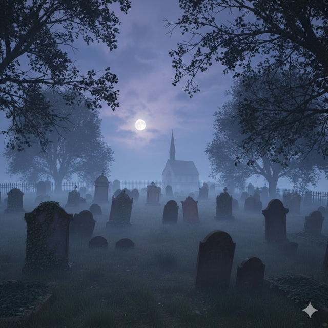 공동묘지 이미지. AI(제미나이)로 생성한 사진.