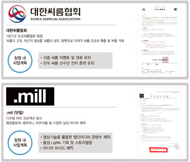 마산해양신도시 4차 공모 사업계획서에 포함된 입점 의향 업체 관련 자료.