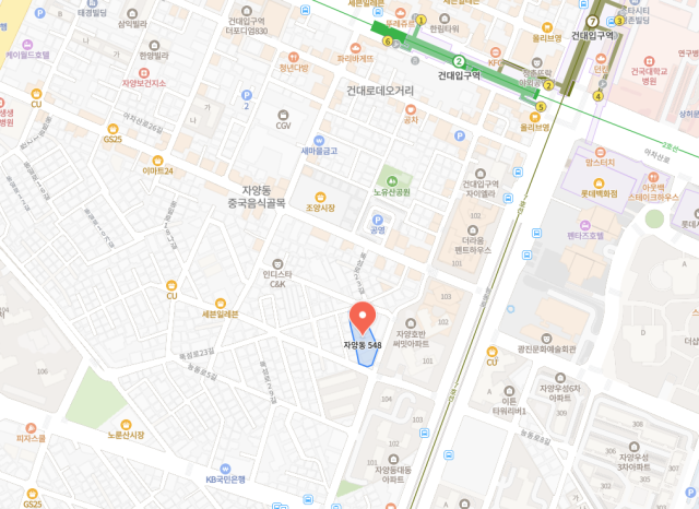 리버시티자양이 들어설 위치. 네이버지도