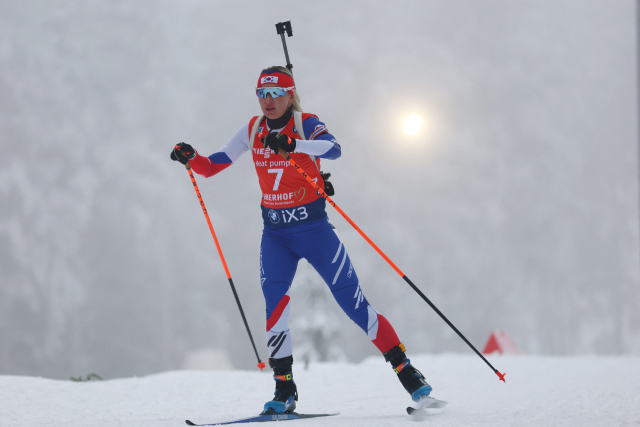 지난달 8일 독일 오버호프에서 열린 바이애슬론 월드컵 7.5㎞ 스프린트 경기에 출전한 압바꾸모바 예카테리나. 로이터연합뉴스