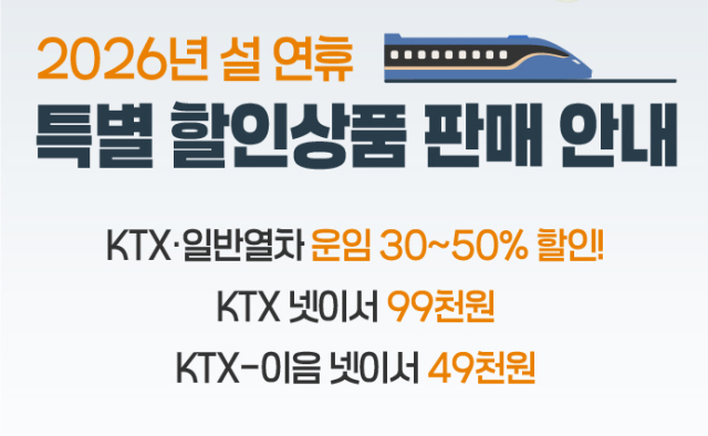 코레일, 역귀성 열차 최대 50% 할인…'넷이서 9만9천원'