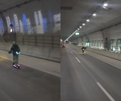 고속도로에 나타난 전동 킥보드, 포착된 구간은 최고 제한속도 시속 110km