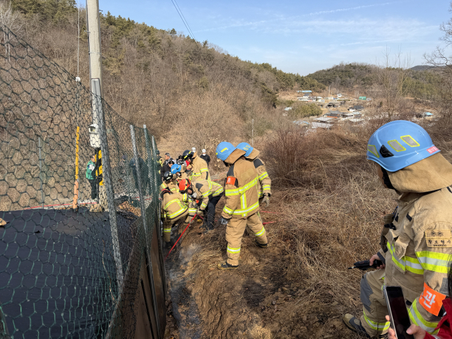 6일 오전 11시 5분쯤 대구 군위군 우보면 두북리 한 야산 인근에서 불이 나 30분만에 진화됐다. 대구시소방안전본부 제공.