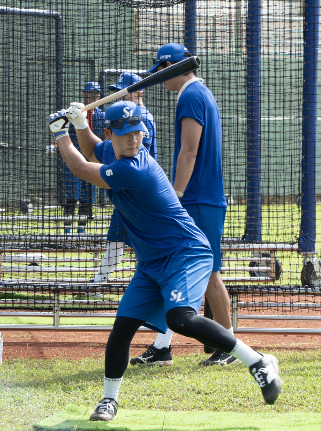 삼성 라이온즈의 해외 전지훈련에 참가 중인 심재훈. 삼성 제공