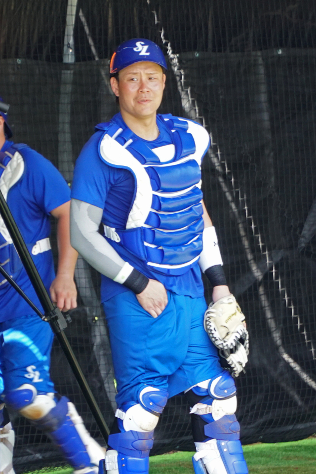 삼성 라이온즈의 새 식구 박세혁이 괌에서 열린 스프링캠프에 참가, 훈련하고 있다. 삼성 제공