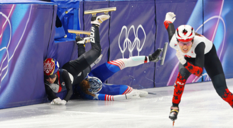 잘타다가 美탓에 '꽈당'…또 불운의 탈락한 쇼트트랙 혼성계주