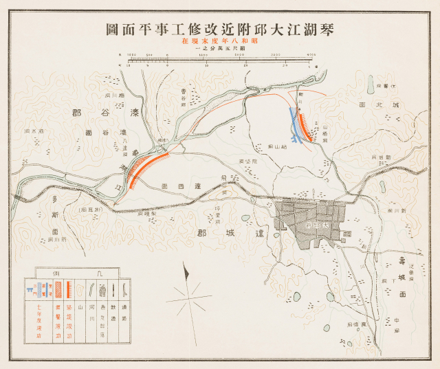 1933년 금호강대구부근개수공사평면도. 
