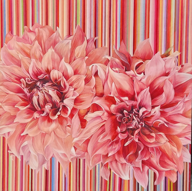 강희영(여류100호회), Dahlia, 60&times;60cm, Mixed media on canvas