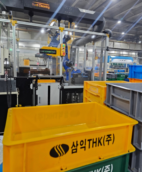 지난 11일 오전 삼익THK 테크노폴리스 공장 내 로봇 자동화 라인 모습. 정우태 기자