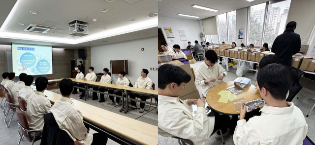 iM증권 신입사원들이 지난 24일 구립강서구직업재활센터에서 사회공헌 활동에 참여하고 있다.