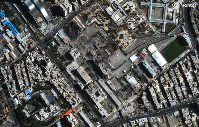 This satellite image provided by Vantor shows the Islamic Revolutionary Court after airstrikes, in Tehran, Iran, Tuesday, March 3, 2026. (Satellite image ©2026 Vantor via AP) VANTOR LOGO MUST REMAIN IN IMAGE; AP PROVIDES ACCESS TO THIS THIRD PARTY PHOTO SOLELY TO ILLUSTRATE NEWS REPORTING OR COMMENTARY ON FACTS DEPICTED IN IMAGE; MUST BE USED WITHIN 14 DAYS FROM TRANSMISSION; NO ARCHIVING; NO LICENSING; MANDATORY CREDIT
