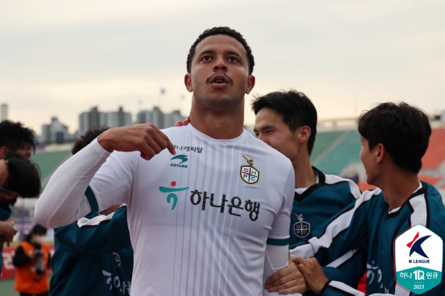 2021년 대전하나시티즌 소속일 때 바이오의 모습. K리그 제공