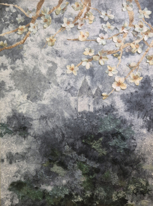 황향숙, 봄, 염색한지, 53.5&times;41cm