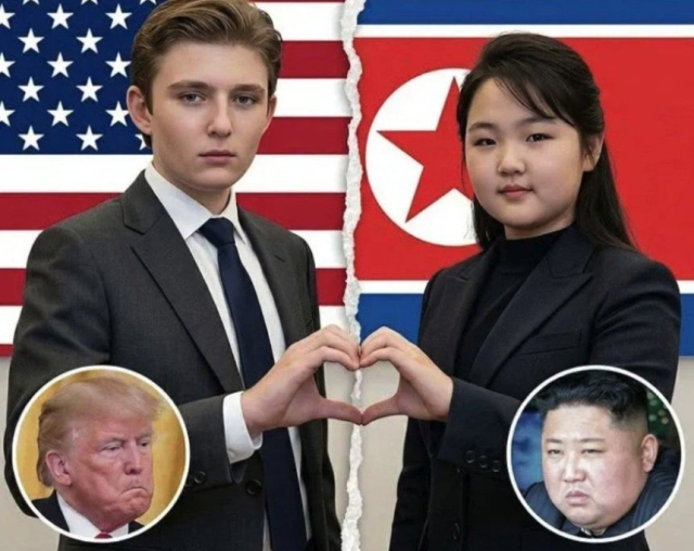 배런 트럼프와 김주애의 가상 합성 사진. 