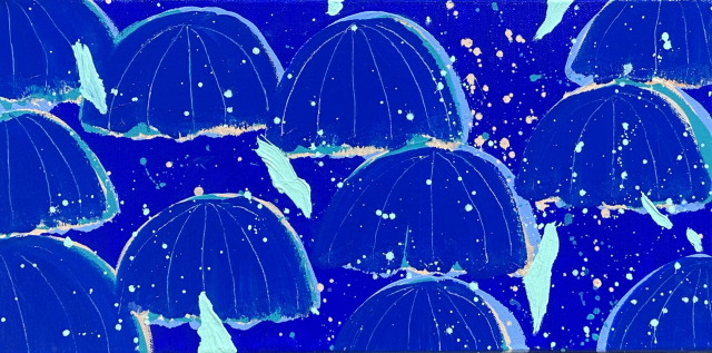 이민주, 호흡하는 파랑들, 40X20cm, 캔버스에 아크릴, 2025