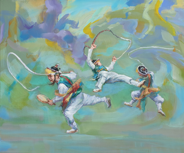 윤백만, Dancing Festival, 72.7x 60.6 cm , Acrylic on canvas