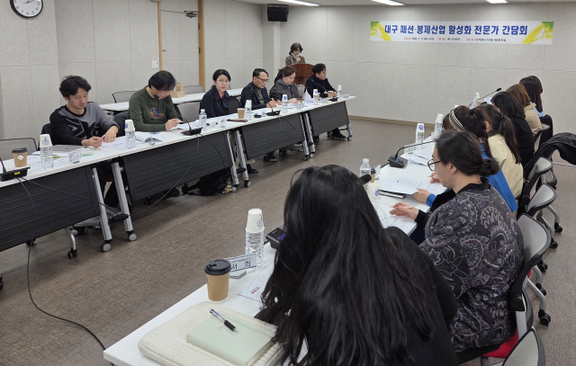 대구시가 17일 산격청사에서 패션봉제 산업 활성화를 위한 전문가 간담회를 열고 산업 구조 개선 방안을 논의하고 있다. 대구시 제공