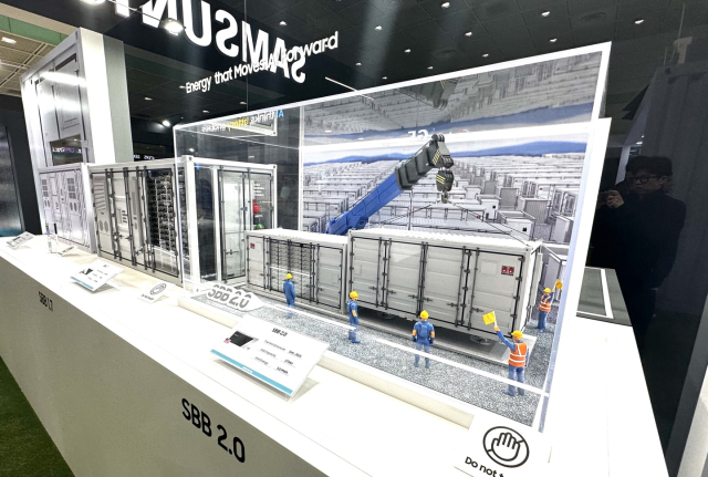 2026 인터배터리2026 인터배터리 전시회에 공개된 삼성SDI의 ESS(에너지저장장치) 모형. (사진=허재호 기자)