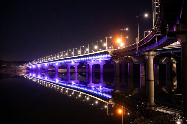 새 옷 입은 구미 산호대교 야경. 구미시 제공