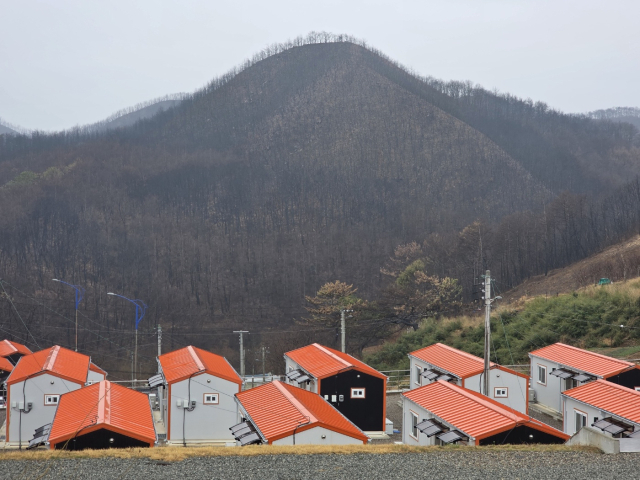 영덕군 석리 주변 일대에 조성된 이재민 임시조립주택. 박승혁 기자