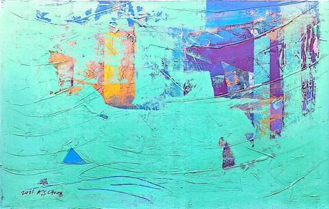 장경선, 유영 (遊泳), 100.9ｘ65.2cm, Mixed media oil on canvas, 2025