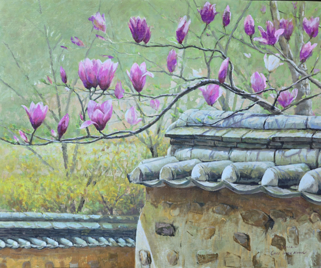 최운환, 담장의 봄, Oil on canvas, 60.6x72.7cm