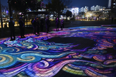 [포토뉴스] 달성군 유가읍 테크노폴리스 중앙공원, '빛의 캔버스'로 변신