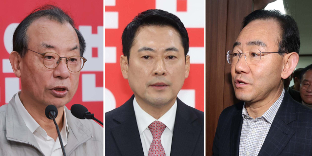 왼쪽부터 이정현 공천관리위원장,장동혁 대표,주호영 의원.