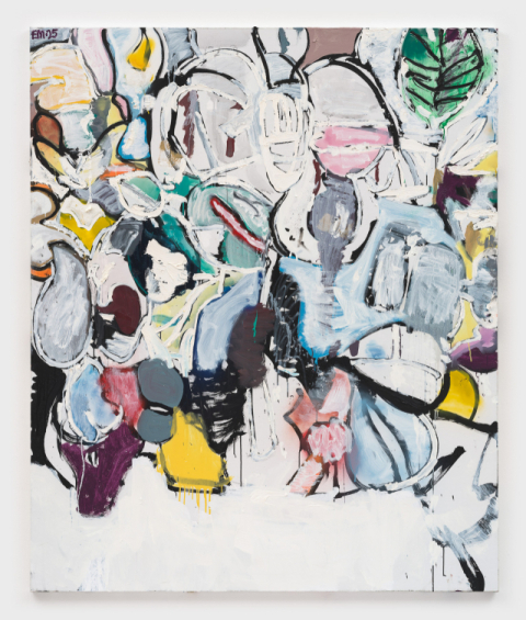 Eddie Martinez, Lost Edge, 2025, Acrylic, oil, and spray paint on linen, 182.9 x 152.4 cm