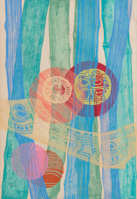 이성자, 환호하는 숲, 1970, 목판, 61x90cm