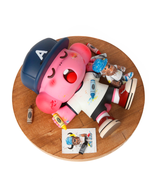 하종훈, SHIT HAPPENS, 2021-2023 (Retouch 2023), Paint,acrylic,marker on wood, 27.3x11.6(h)cm