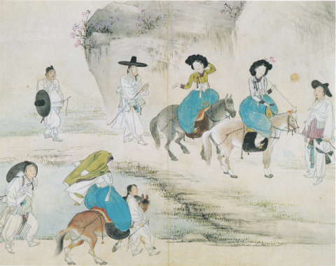 [이인숙의 옛그림 예찬] <340> 진달래 피어나는 청명한 봄날의 나들이