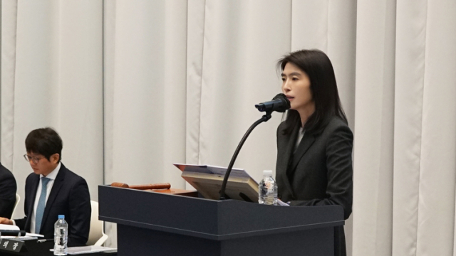 정신아 카카오 대표가 지난달 26일 제주도에서 열린 제31기 정기 주주총회에서 발언하고 있다. 카카오