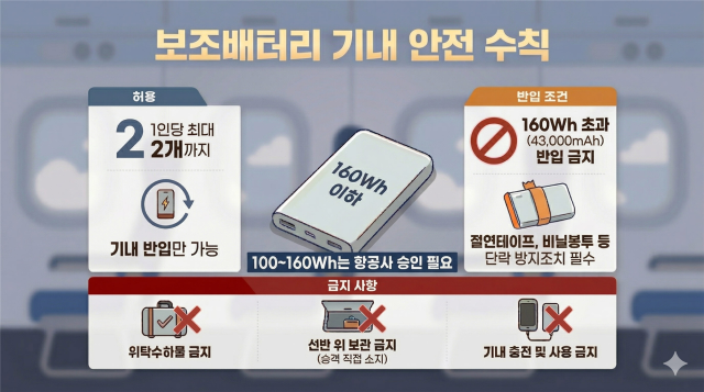 보조배터리 기내 안전 수칙. 2026.4.7. 국토교통부 제공
