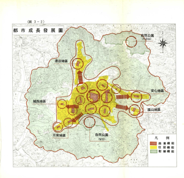 1981년 도시성장발전도. 확장되는 대구의 계획을 한눈에 살펴볼 수 있다. 국가기록원 제공.