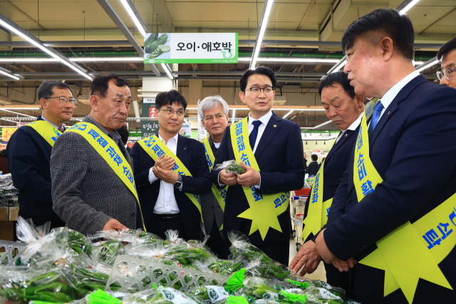 김종구 농림축산식품부 차관은 10일 서울 서초구에 있는 농협 하나로마트 양재점을 찾아 최근 중동전쟁에 따른 국제유가 상승과 농자재 가격 인상 등으로 어려움을 겪는 농업 현장 의견을 듣고 과채류 공급 안정 방안을 논의하기 위한 간담회를 열었다. 2026.4.10. 농식품부 제공